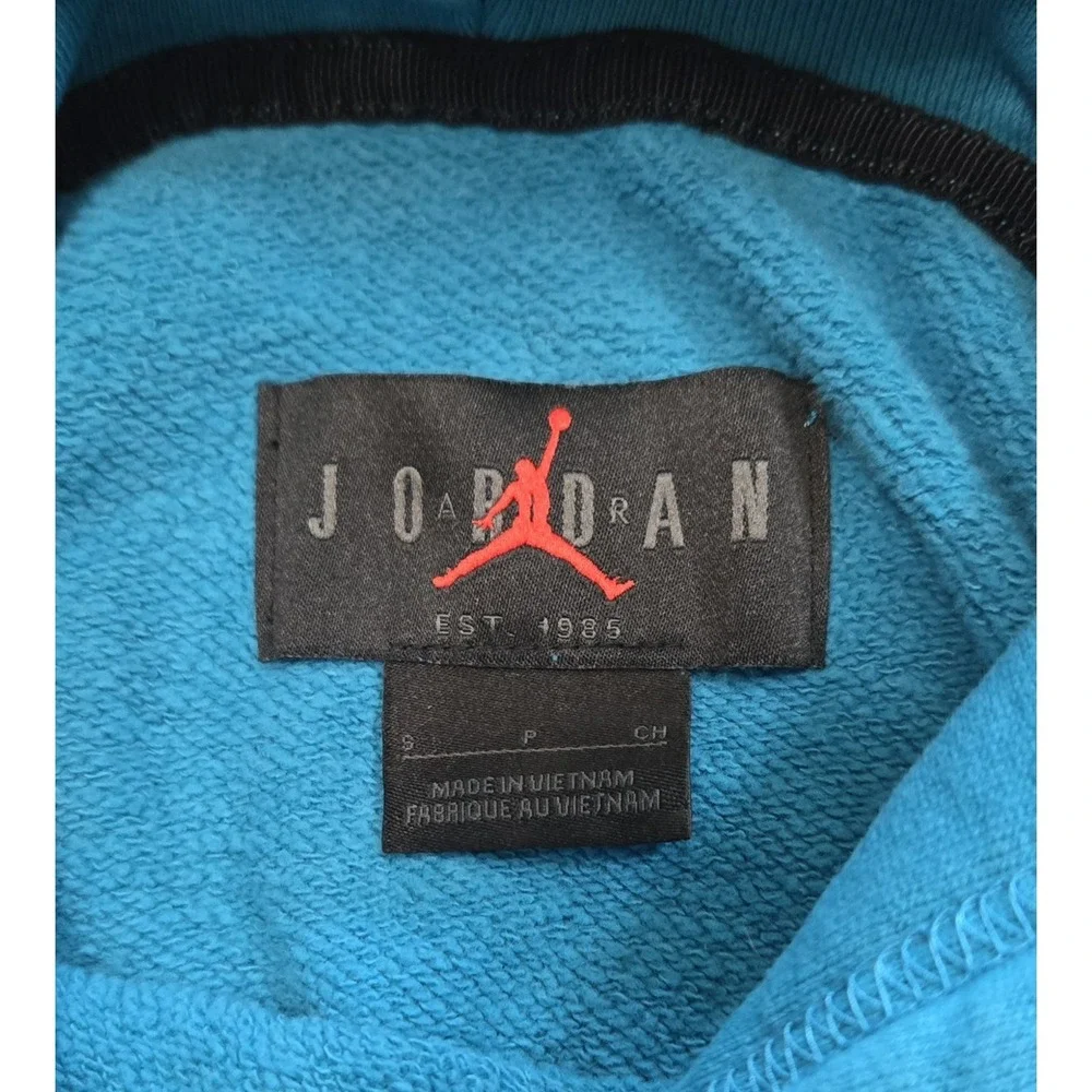 Nike Air Jordan Essential Flight Fleece Pullover Hoodie Cyber Teal Size Small